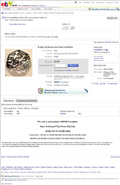 kennethhett eBay Listings Using Our 1994 Silver Proof Fifty Pence Reverse Photograph